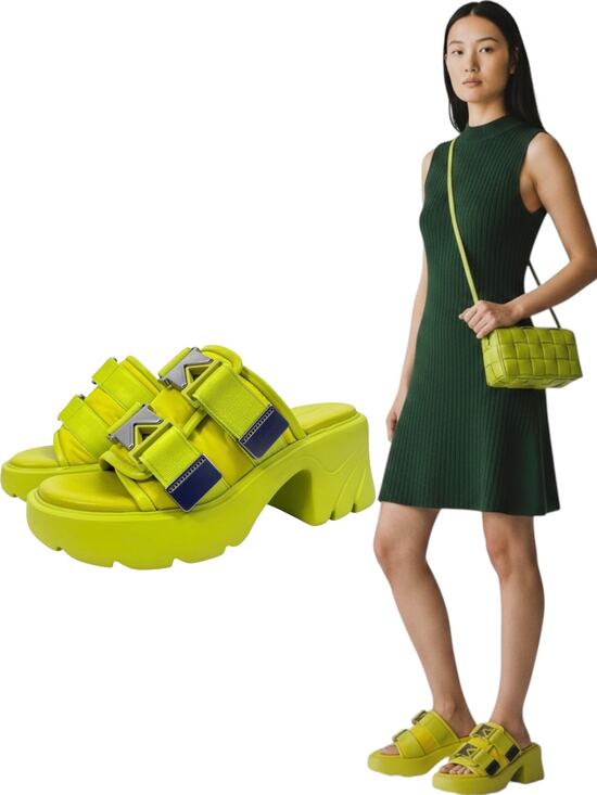 Bottega Veneta Shoes - New Bottega Veneta Flash Buckle Padded Sole Mule Sandals Kiwi Size 41